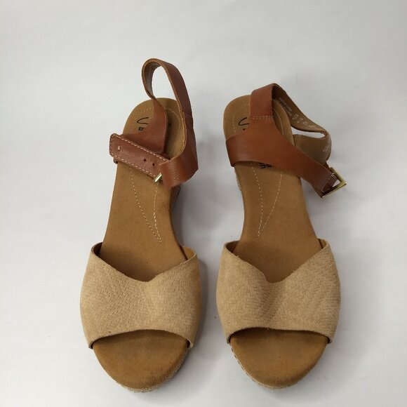 Clarks Soft Cushion Collection Textured Faux Leather Suede Open Toe Cork Size 7M - Picture 2 of 10